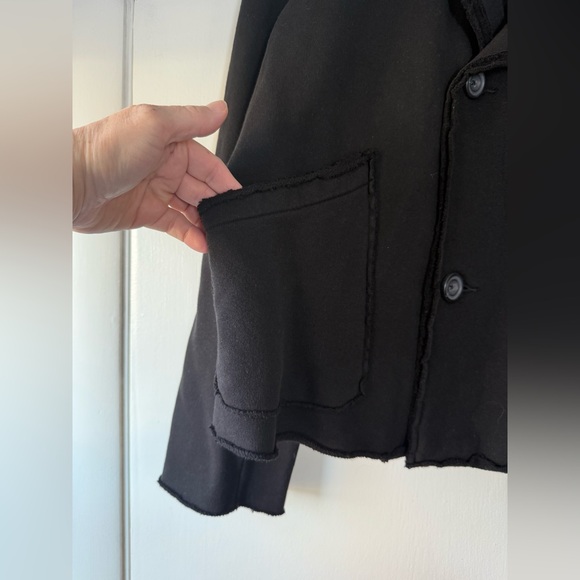 New! Frank & Eileen Mini Belfast Knit Sweatshirt Blazer Jacket Solid Black Large - Picture 6 of 11